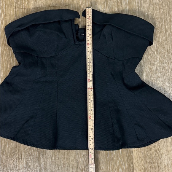 Maeve Anthropologie Black Strapless Plunge Peplum Top Size 4 - Picture 7 of 12